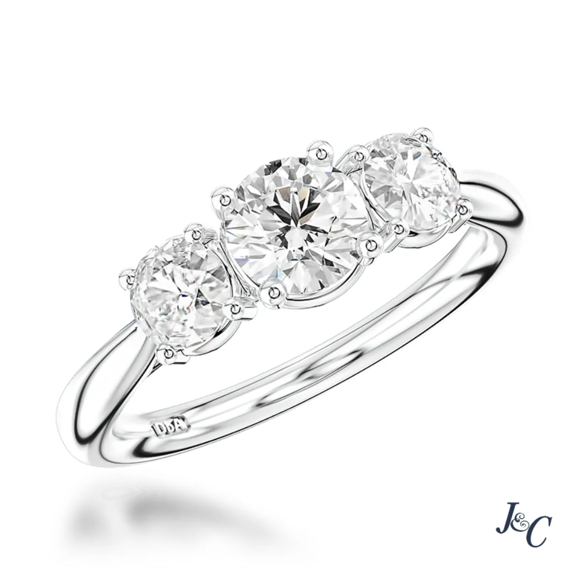 Platinum 0.50ct F SI1 Round Brilliant Cut Three Stone ring | Jamieson ...