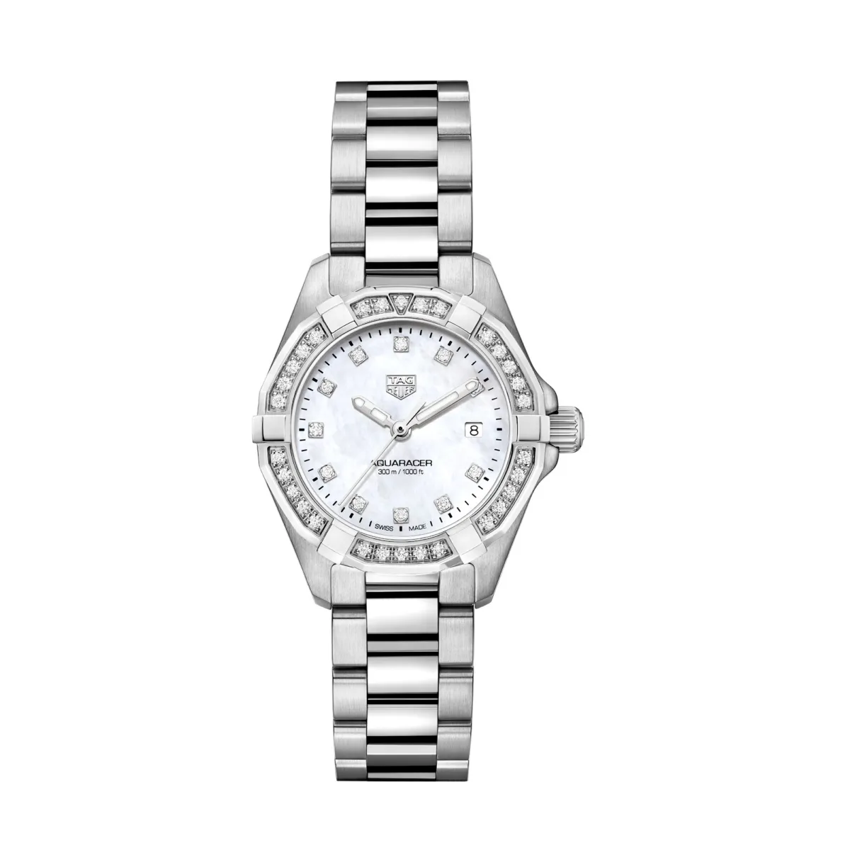 Tag heuer aquaracer diamond sales mother of pearl bracelet watch