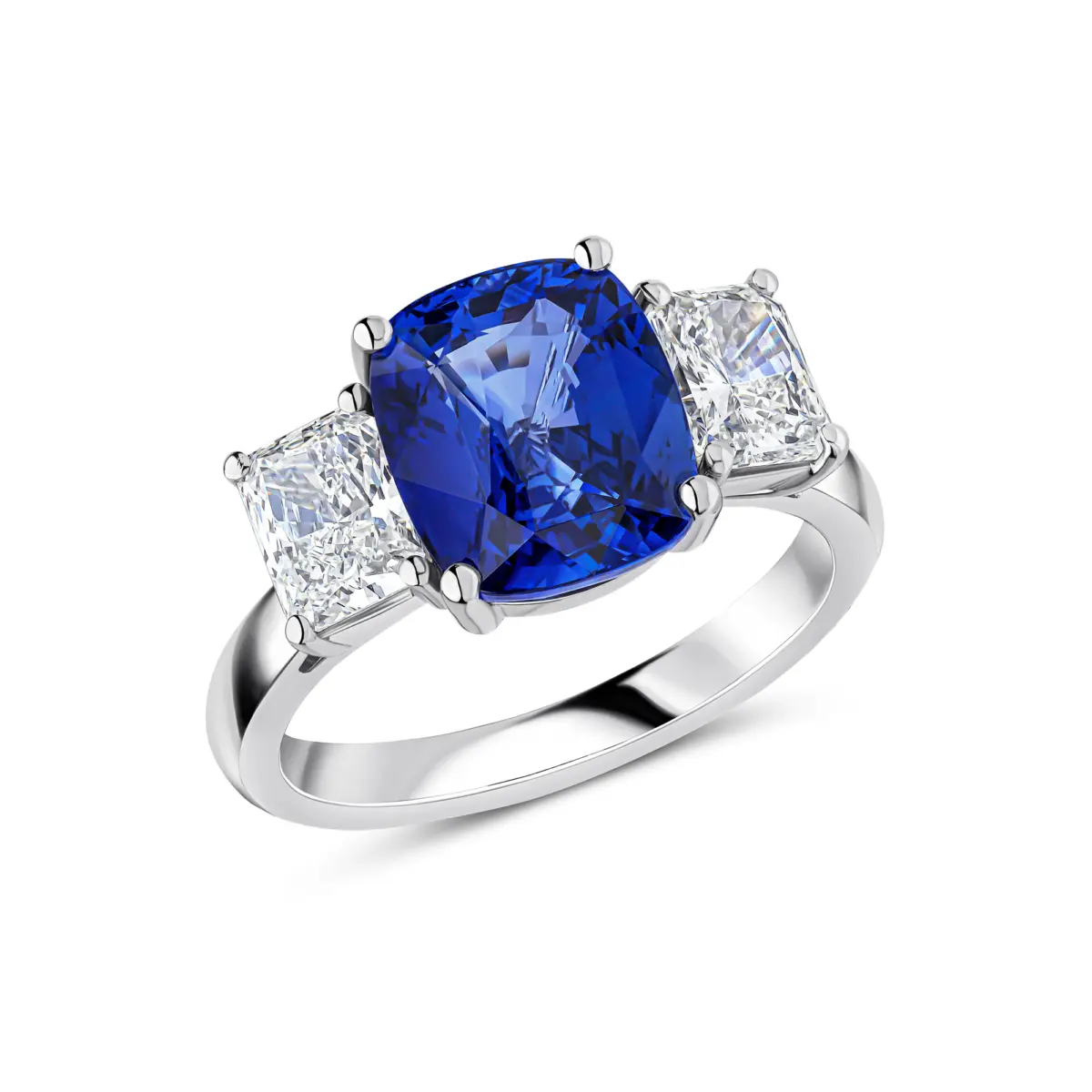 Platinum Sapphire And Diamond Three Stone Ring | Jamieson & Carry ...