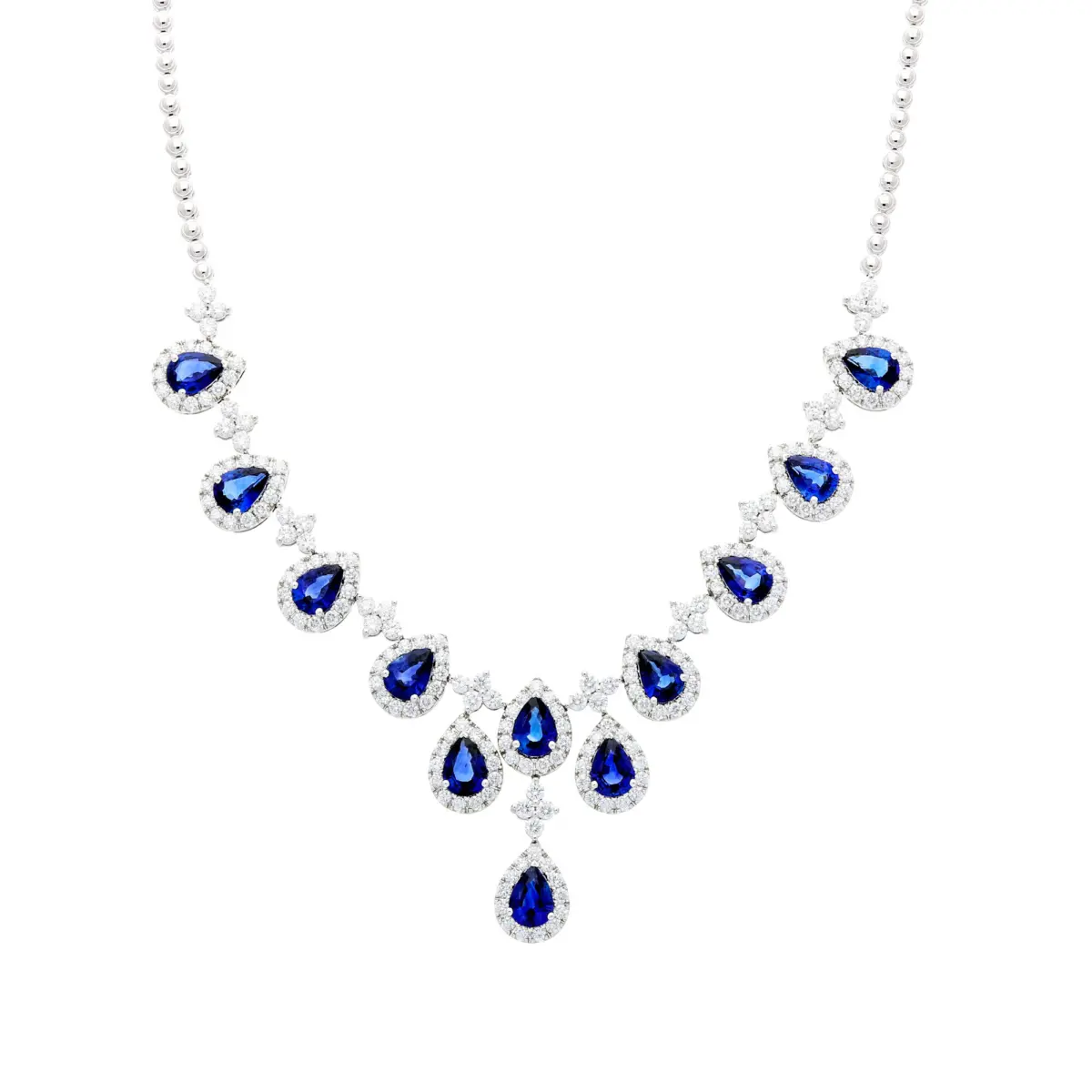 Sapphire diamond 2025 necklace white gold