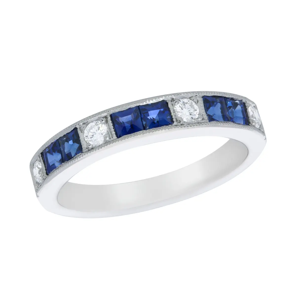 Channel set diamond and sapphire ring discount